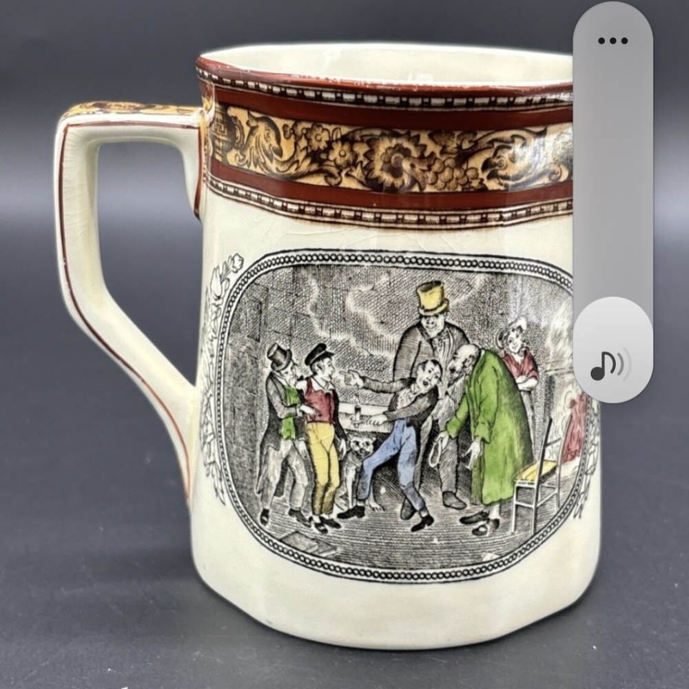 Vintage Ceramic Mug with Colorful Characters